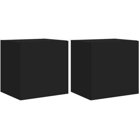 Meubles TV muraux avec lumières LED 2 pcs，Banc TV，Armoire TV noir 40,5x35x40 cm CFW691661