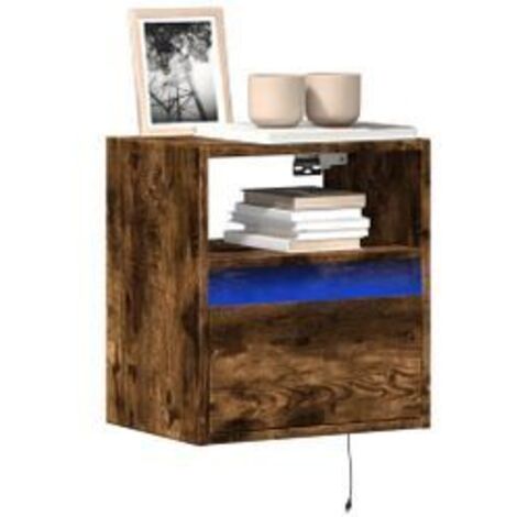 Meubles TV muraux et lumières LED 2 pcs chêne fumé 41x31x45