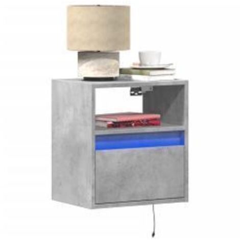 Meubles TV muraux et lumières LED 2 pcs gris béton 41x31x45