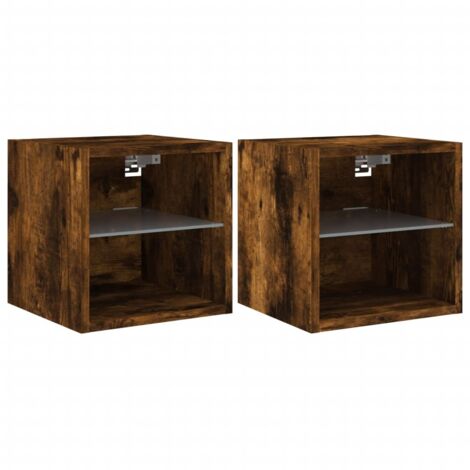 Meubles TV muraux et lumières LED 2 pcs，Banc TV，Armoire TV chêne fumé 30x28,5x30 cm CFW319305
