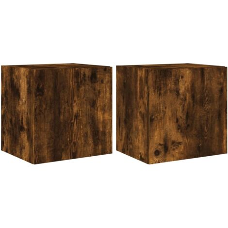 Meubles TV muraux et lumières LED 2 pcs,Banc TV,Armoire TV chêne fumé 40,5x35x40 cm CFW987619