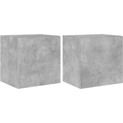 Meubles TV muraux et lumières LED 2pcs gris béton 40,5x35x40
