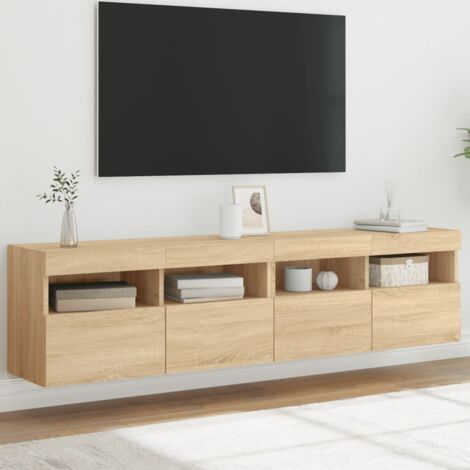 Meubles TV muraux lumières LED 2 pcs-Banc TV-Meuble Télé mural chêne sonoma 80x30x40 cm 295691