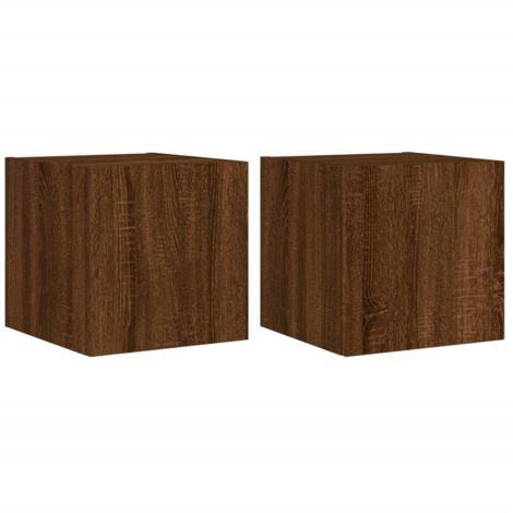 Meubles TV muraux lumières LED 2 pcs chêne marron 30,5x35x30