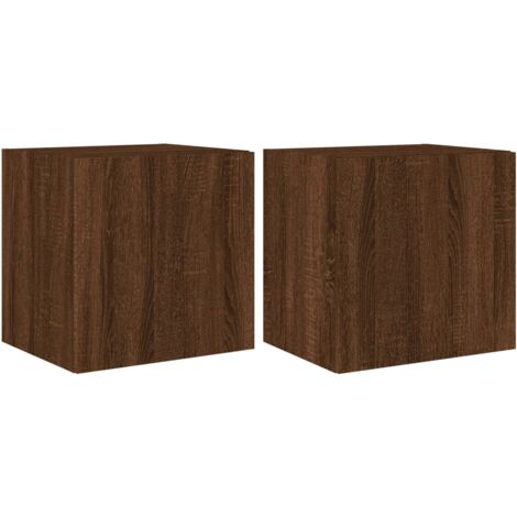 Meubles TV muraux lumières LED 2 pcs chêne marron 40,5x35x40