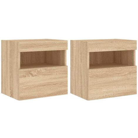 Meubles TV muraux lumières LED 2 pcs chêne sonoma 40x30x40