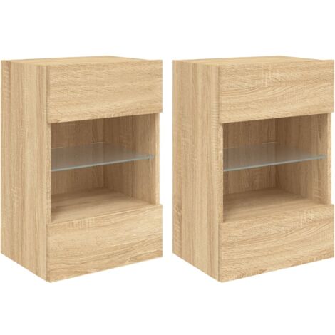 Meubles TV muraux lumières LED 2 pcs chêne sonoma 40x30x60,5