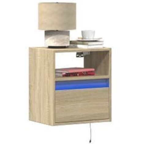 Meubles TV muraux lumières LED 2 pcs chêne sonoma 41x31x45
