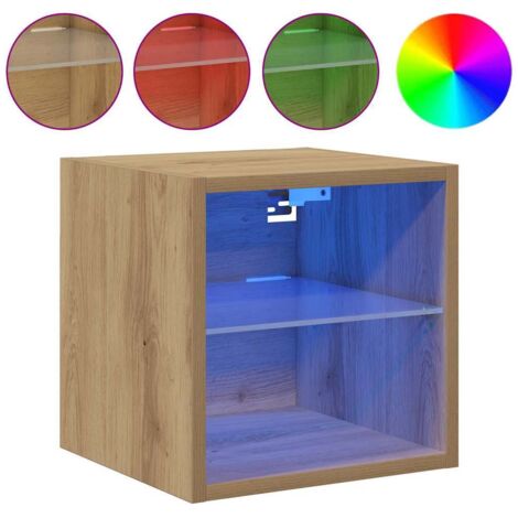Meubles TV muraux lumières LED 2 pcs，Banc TV，Armoire TV chêne artisanal CFW979117