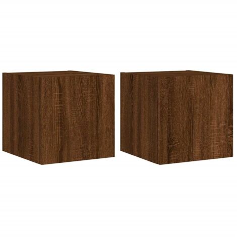Meubles TV muraux lumières LED 2 pcs，Banc TV，Armoire TV chêne marron 30,5x35x30 cm CFW295431