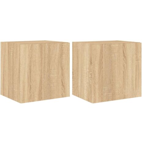 Meubles TV muraux lumières LED 2 pcs，Banc TV，Armoire TV chêne sonoma 40,5x35x40 cm CFW113207