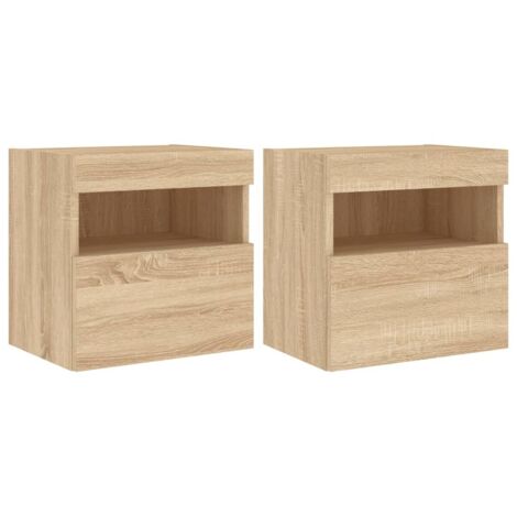 Meubles TV muraux lumières LED 2 pcs，Banc TV，Armoire TV chêne sonoma 40x30x40 cm CFW564430