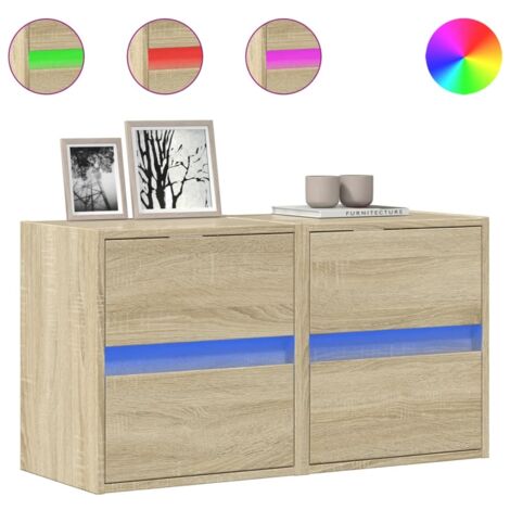 Meubles TV muraux lumières LED 2 pcs，Banc TV，Armoire TV chêne sonoma 41x31x45 cm CFW545619