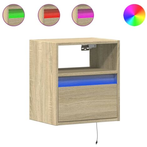 Meubles TV muraux lumières LED 2 pcs，Banc TV，Armoire TV chêne sonoma 41x31x45 cm CFW978496