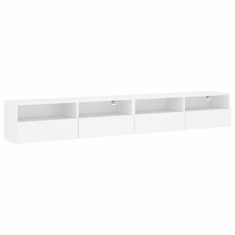Meubles tv muraux multimédia étagère télévision buffet téléviseur salle à manger salon chambre 2 pièces 100 x 30 x 30 cm bois d'ingénierie blanc