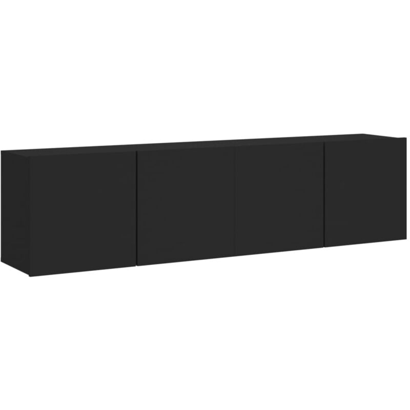 Meubles tv muraux multimédia étagère télévision buffet téléviseur salle à manger salon chambre 2 pièces 80 x 30 x 41 cm noir