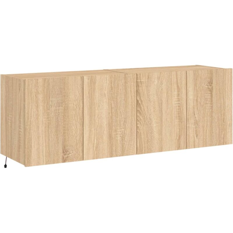 Helloshop26 - Meubles tv muraux multimédia étagère télévision buffet téléviseur salle à manger salon chambre lumières led 2 pièces chêne sonoma 60 x