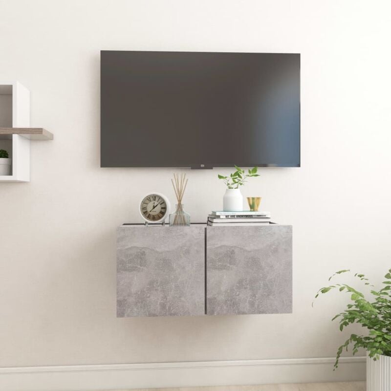 Vidaxl - Meuble tv suspendu Gris béton 60x30x30 cm