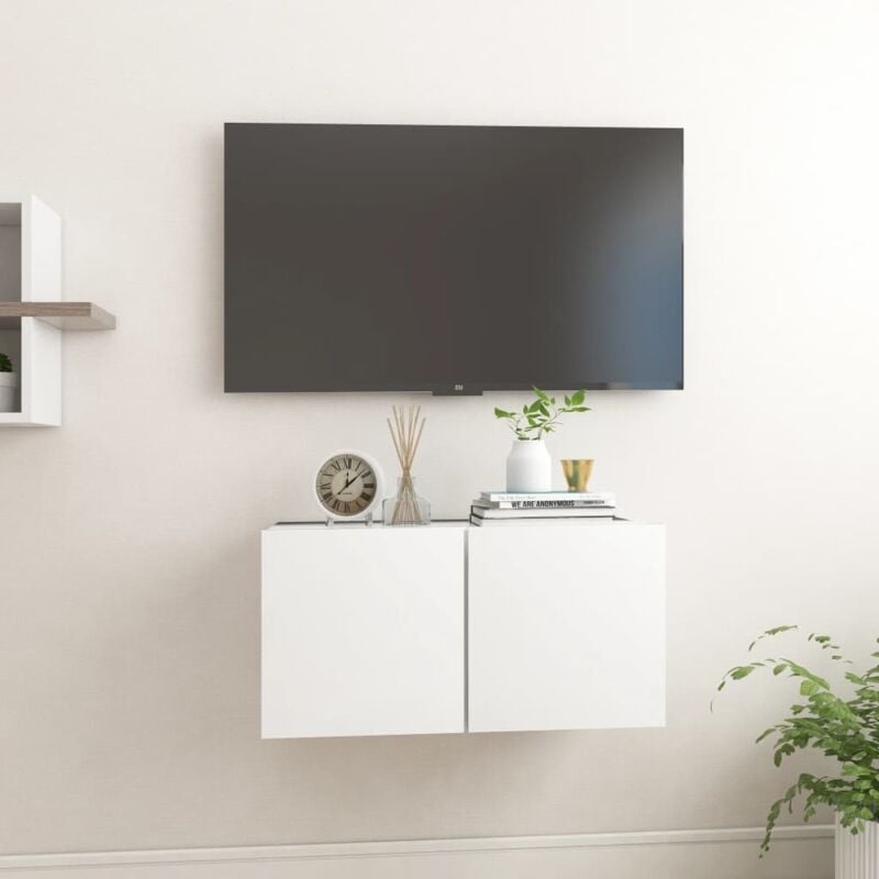 Vidaxl - Meuble tv suspendu Blanc 60x30x30 cm