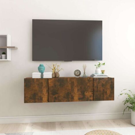 Meubles TV suspendus 2 pcs Moderne - Meubles de rangement - Buffet Salon - Chêne fumé 60x30x30 cm Chic-247159