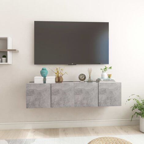 Meubles TV suspendus 2 pcs pour Salon - Armoire TV Gris béton 60x30x30 cm BV344784 - BonneVie