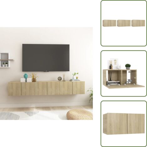 Meubles TV suspendus 3 pcs Chêne sonoma 60x30x30 cm - Meuble Tv Mural - Meuble Hifi - Rangement Salon - Étagère Murale - Bois D'ingénierie