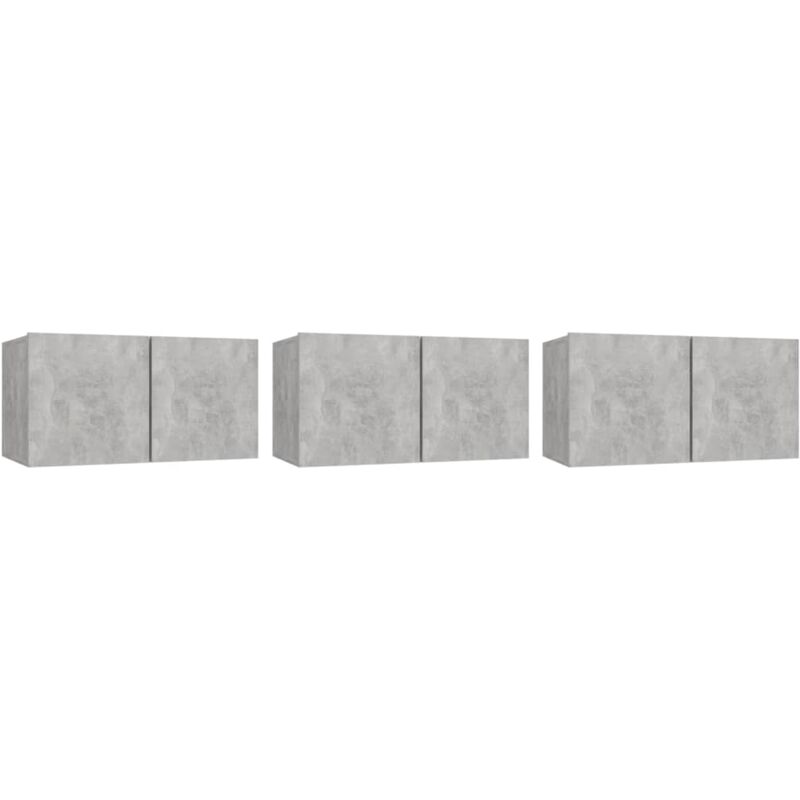 Meubles TV suspendus 3 pcs Gris béton 60x30x30 cm