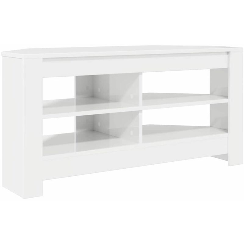 vidaXL MeubleTVd'Angle Blanc brillant 102 x 40,5 x 45 cm