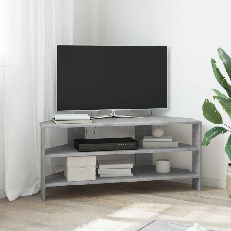 vidaXL MeubleTVd'Angle Gris béton 102x40,5x45cm Bois d'ingénierie