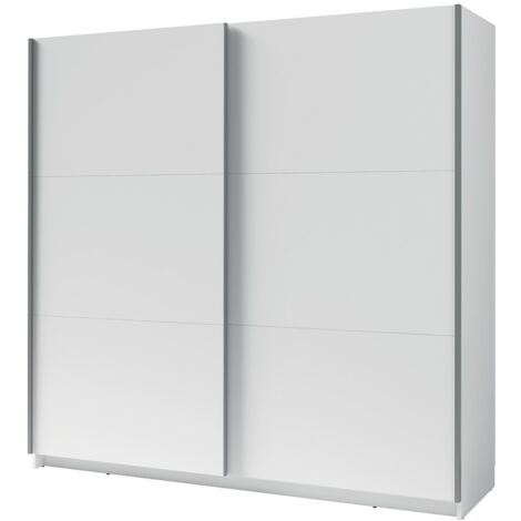 Meublorama – Armoire 2 portes coulissantes 200 cm – Blanc – Panneaux de particules de première qualité – Hauteur 207 cm – Profondeur 62 cm