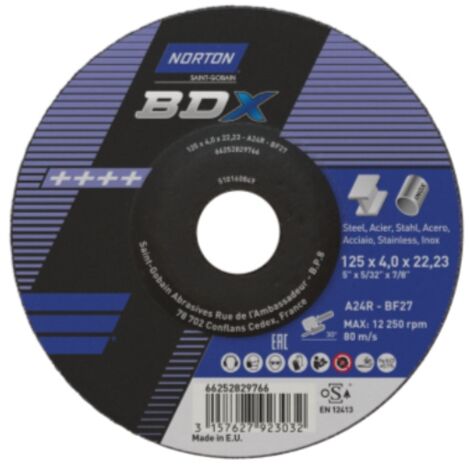 Meule à ébarber BDX - Ø 115 mm - Épaisseur 6.5 mm - NORTON