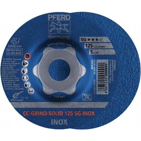 Meule à ébarber CC-GRIND-SOLID SG INOX D125xép. mm contre-coudé INOX PFERD (Par 10)