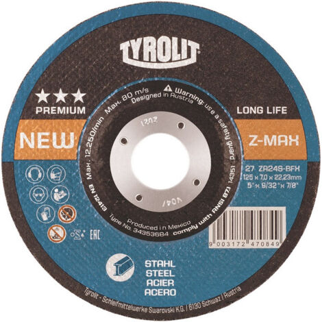 Meule à ébarber LONGLIFE Z-MAX D178xS7 mm contre-coudé acier perçage 22,23 mm TY (Par 10)