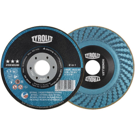Meule à ébarber RONDELLER® D178xS mm Körnung 60 contre-coudé INOX/acier perçage (Par 25)