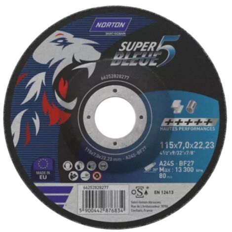 Meule à ébarber SUPER BLEUE 5 - Ø 125 mm - Épaisseur 7 mm - NORTON