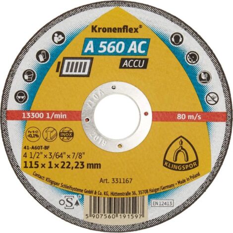 Meule à tronçonner A 560 AC 125x1mm KLINGSPOR 1 PCS