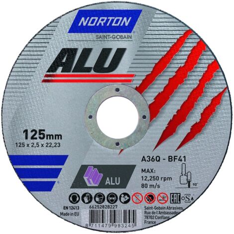 Meule à tronçonner ALU - Ø 125 mm - Épaisseur 2.5 mm - NORTON