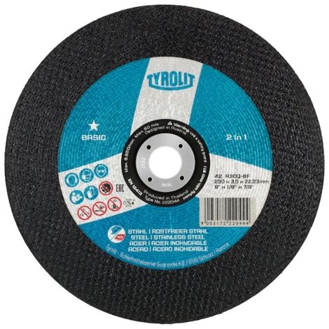 Meule à tronçonner BASIC 42 - Ø 230 mm - Épaisseur 3 mm - TYROLIT