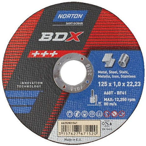 Meule à tronçonner BDX - plate - diamètre 230 mm - épaisseur 1,9 mm - NORTON