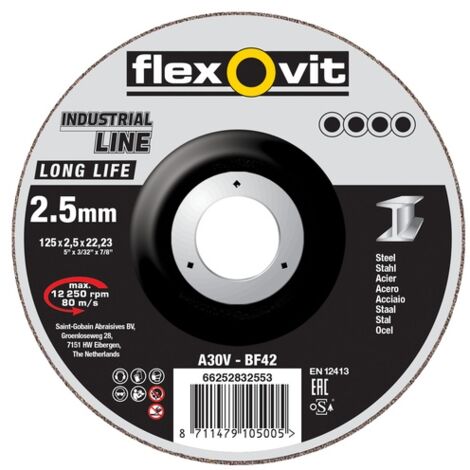 Meule à tronçonner EXTRA LONG LIFE - Ø 115 mm - Épaisseur 2.5 mm - FLEXOVIT
