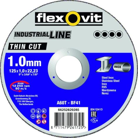 Meule à tronçonner INDUSTRIAL LINE THIN CUT - Ø 125 mm - Épaisseur 1 mm - FLEXOVIT