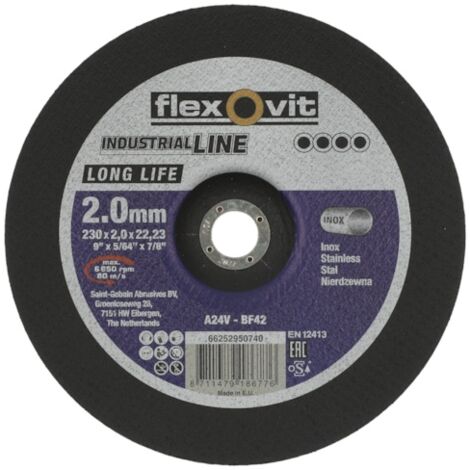 Meule à tronçonner INOX LONG LIFE - Ø 230 mm - Épaisseur 2 mm - FLEXOVIT