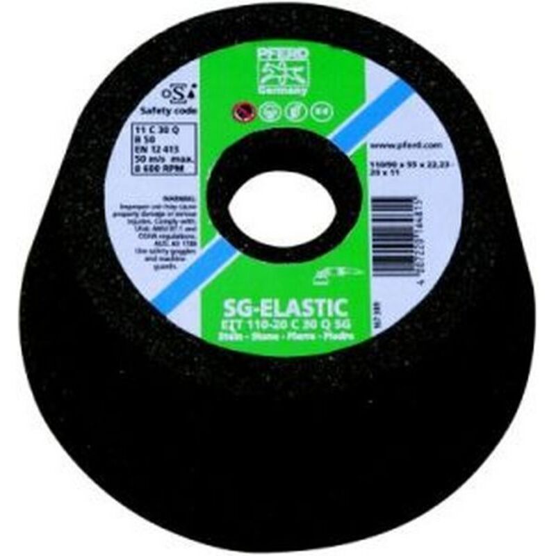 Pferd - Meule boisseau a 16 q sg/ c 16 q sg, Type : 50 ett 110-20 c 16 q sg, ø x hauteur x alésage 110 x 55 x 22,23 mm, Vitesse maxi. 8600 tr/mn