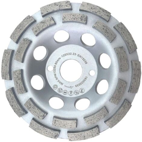Meule boisseau diamant 125mm universelle - Double rangée - Fixation 22.2mm - Pour béton et pierre
