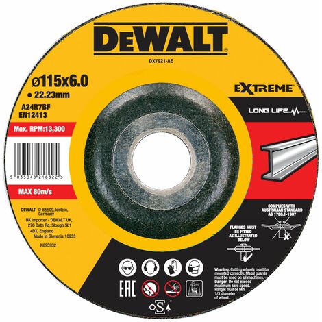 Meule concave pour métal, 115 x 6 x 22,23 mm  DeWalt DX7921-AE