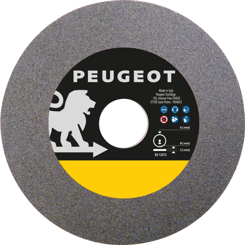 Peugeot Psp - Meule corindon gris 200x20x16 mm Grain 36 Usage Ebauche , Diamètre 200 mm, Epaisseur du fer 20 mm, Alésage 16 mm, Matière Corindon