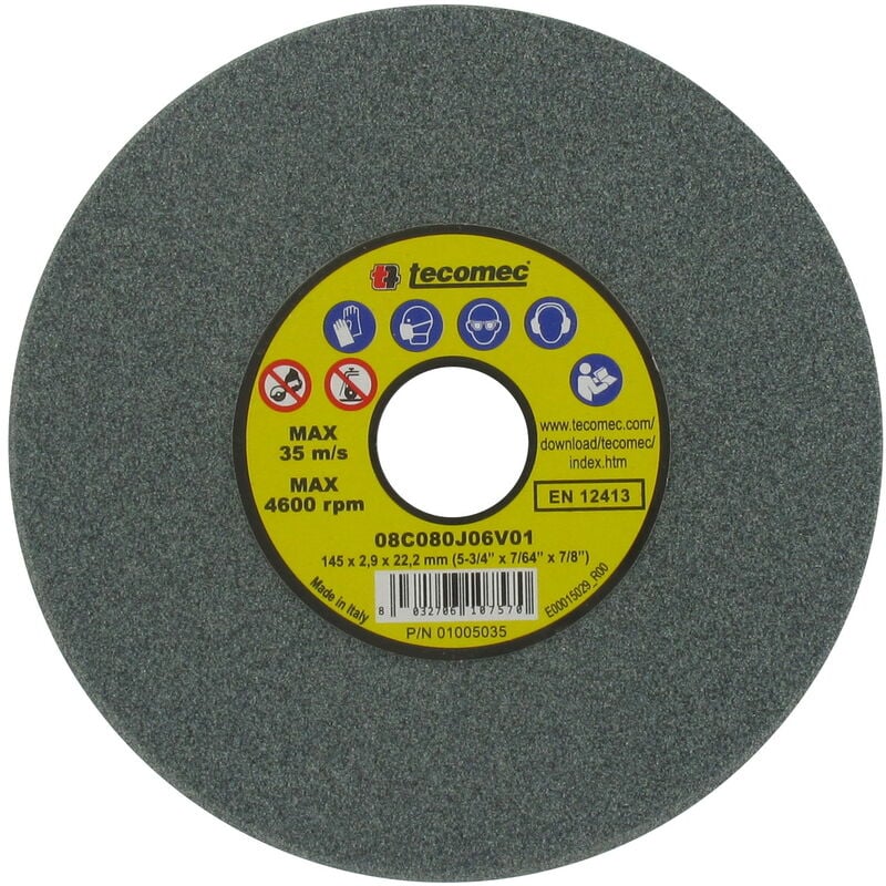 Meule d'affûtage TECOMEC 145 x 22,2 x 2,9mm, pour chaînes avec couteaux à traitement carbure, RAPID, PICO, WIDIA et autres marques.