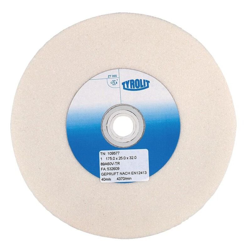 Meule de touret pour affûtage grain 60 diamètre 150 mm, épaisseur 20 mm, alésage 32 mm Tyrolit