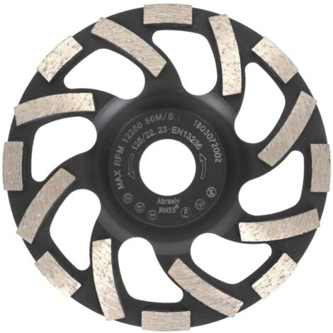 Meule diamantée professionnelle Abrasif 125 mm x 22,2 mm Plateau de ponçage Chape, asphalte, crépi, matériaux de construction abrasifs