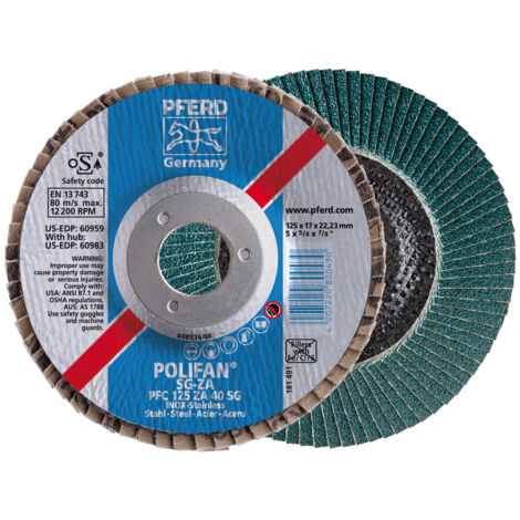 Meule-éventail Ø 115 mm (13300 tr/mn), POLIFAN® SG-ZA, bombée, Grain : 40